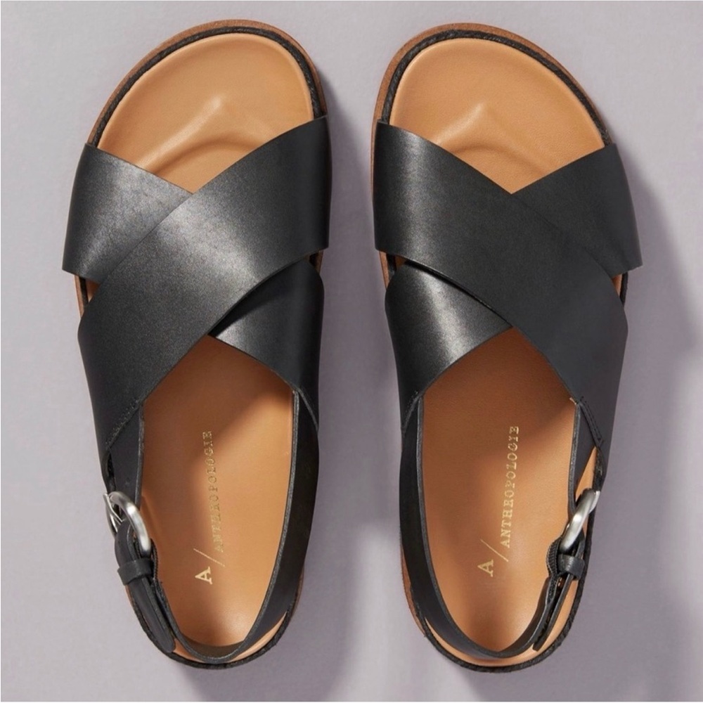 Anthropologie Clarissa Slingback Sandals Black Size 38